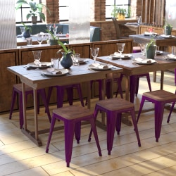 Flash Furniture Backless Table-Height Stools With Wooden Seats, Purple, Set Of 4 Stools