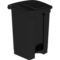 Safco Plastic Step-on Waste Receptacle - 12 gal Capacity - Foot Pedal, Lightweight - 23.8" x 15.8"x 16" Depth - Plastic - Black - 1 / Carton