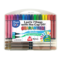 The Pencil Grip Triangular Magic Stix Markers, Bullet Point, Assorted Colors, Pack Of 48 Markers