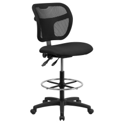 Flash Furniture Mesh Mid-Back Drafting Chair With Back Height Adjustment, Black