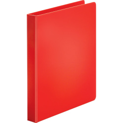 Business Source Basic 3-Ring Binder, 1" Round Rings, Red