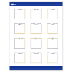 Avery® Print-To-The-Edge Cards With Sure Feed® Technology, S00-DNN-PRMWC10, Square, 2" x 2", Matte White, Preprinted Gold & Navy Border with Florals Design, Pack Of 120