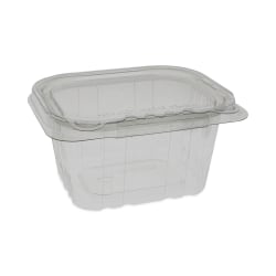 Pactiv Evergreen EarthChoice® Tamper-Evident Recycled Hinged Lid Deli Containers, 16 Oz, Clear, Plastic, Carton Of 304 Containers