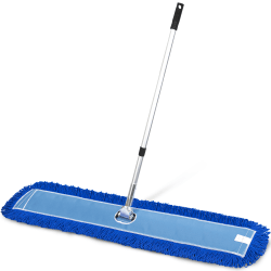 Gritt Commercial All-In-One Microfiber Dust Mop Set With 72" Telescopic Handle, 60", Blue/Silver
