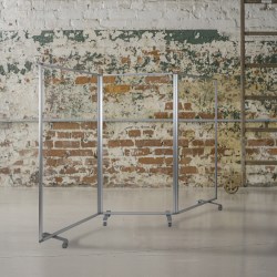 Flash Furniture Transparent Acrylic Mobile Partition With Lockable Casters, 72-3/16"H x 106-1/2"W x 25-7/16"D, Clear