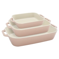 Staub 3-Piece Baking Dish Set, Macaron Pastel Pink