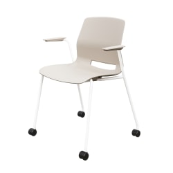 KFI Studios Imme Stack Chair With Arms And Caster Base, Moonbeam/White