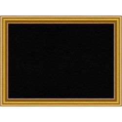 Amanti Art Rectangular Non-Magnetic Cork Bulletin Board, Black, 32" x 24", Townhouse Gold Wood Frame