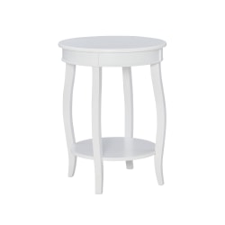Powell Nora Round Side Table With Shelf, 24"H x 18"Dia., White