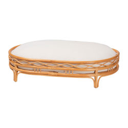 bali & pari Jovia Bohemian Rattan Pet Bed, 29-1/2" x 43-5/16", Honey