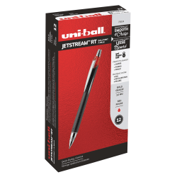 uni-ball® Jetstream™ RT Retractable Ballpoint Pens, Bold Point, 1.0 mm, Black Barrel, Red Ink, Pack Of 12