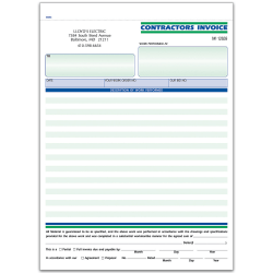 Custom Carbonless Business Forms, Pre-Formatted, Contractors Invoice Forms, Ruled, 8 1/2" x 11", 3-Part, Box Of 250
