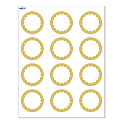 Avery® Print-To-The-Edge Cards With Sure Feed® Technology, S00-D1X-PRMWC10, Round, 2", Matte White, Preprinted Gold Dots Edge Design, Pack Of 120