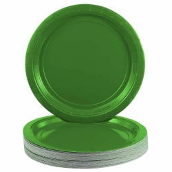 JAM PAPER Round Paper Party Plates, Medium, 9 Inch, Green, 50/pack