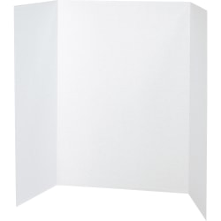 Pacon® 80% Recycled Single-Walled Tri-Fold Presentation Boards, 40" x 28", White, Carton Of 8