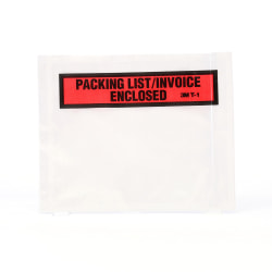 3M™ Top View "Packing List/Invoice Enclosed" Envelopes, Orange, Box Of 100 Envelopes