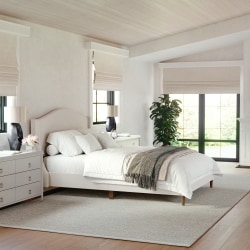 Martha Stewart Amelia Upholstered Platform Bed with Curved Headboard and Cushioned Siderails - TW3WDB02BFBG