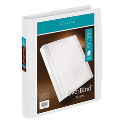 Office Depot® Brand EverBind™ View 3-Ring Binder, 1" D-Rings, White