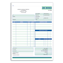 Custom Carbonless Business Forms, Pre-Formatted, Job Invoice Forms, Ruled, 8 1/2" x 11", 2-Part, Box Of 250