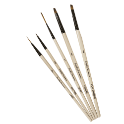 Robert Simmons Simply Simmons Value Paint Brush Set, Devilish Detail, Assorted Sizes, Assorted Bristles, White, Set Of 5