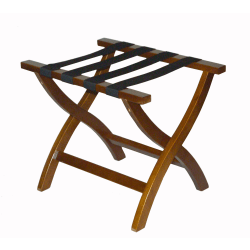 CSL Premier High Back Wood Luggage Rack, 24"H x 23"W x 19"D, Dark/Black