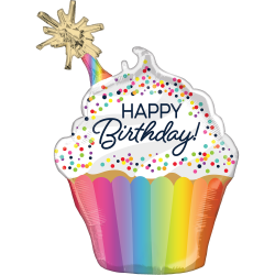 Amscan Birthday Foil Balloon, Irregular, 31", Confetti Sprinkle Cupcake