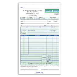Custom Carbonless Business Forms, Pre-Formatted, Service Order Forms, Ruled, 5 1/2" x 8 1/2", 3-Part, Box Of 250