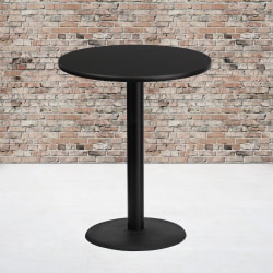 Flash Furniture Round Laminate Table Top With Round Bar Height Table Base, 43-3/16"H x 36"W x 36"D, Black