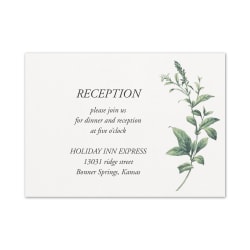 Custom Shaped Wedding & Event Reception Cards, 4-7/8" x 3-1/2", Lovely Greenery, Box Of 25 Cards