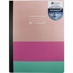 U Style Antimicrobial Composition Book With Microban® Antimicrobial Protection, 7 1/2" x 9 3/4", College Rule, 100 Sheets (200 Pages), Pink/Mint Green Stripes