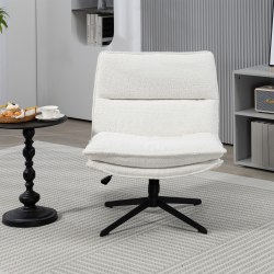 Glamour Home Benecia Upholstered Fabric Accent Chair, White/Black