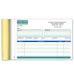 Custom Pre-Formatted Business Forms, Ruled Invoice Book, 7-3/4" x 5 1/2", 2-Part, White/Canary, 50 Sets Per Book, Box Of 10 Books
