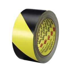 3M Diagonal Stripe Safety Tape - 36 yd Length x 2" Width - Vinyl - 5.40 mil - Rubber Resin Backing - Abrasion Resistant, Chemical Resistant - For Hazard Identification, Floor Marking - 1 / Roll - Black, Yellow
