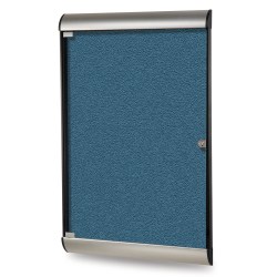 Ghent Silhouette 1 Door Enclosed Vinyl Bulletin Board, Satin Aluminum Frame, 48"H x 24"W, Ocean