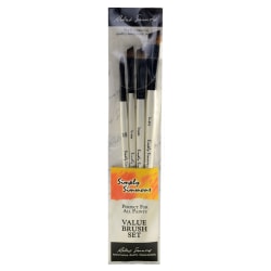 Robert Simmons Simply Simmons Value Paint Brush Set, Assorted Sizes, Angle Bristle, Synthetic, White, Set Of 4