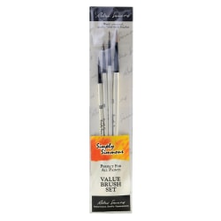 Robert Simmons Simply Simmons Value Paint Brush Set, Dot The Eyes, Assorted Sizes, Assorted Bristles, Synthetic, White, Set Of 4