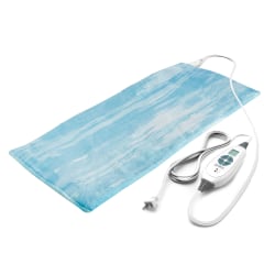 Pure Enrichment PureRelief Luxe Micromink Heating Pad, 11-1/2" x 22-1/2", Aqua Paint