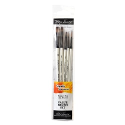 Robert Simmons Simply Simmons Value Paint Brush Set, Everything Set, Assorted Sizes, Assorted Bristles, Synthetic, White, Set Of 5