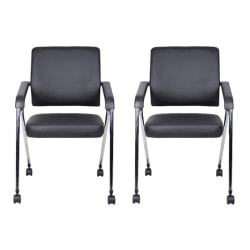 Boss Office Products Nesting Chairs, Black/Chrome, Set of 2