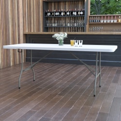 Flash Furniture Bi-Fold Plastic Banquet And Event Table, 29"H x 30"W x 72"D, Granite White