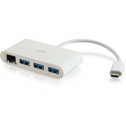 C2G USB C Hub with Ethernet - 3-Port USB Hub - USB Type C - External - 3 USB Port(s) - 1 Network (RJ-45) Port(s) - 3 USB 3.0 Port(s)