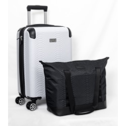 Geoffrey Beene Embossed Snakeskin 2-Piece Luggage Set, White/Black