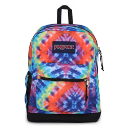 Jansport Cross Town Plus Backpack With 15" Laptop Pocket, Red Multi Hippie Days