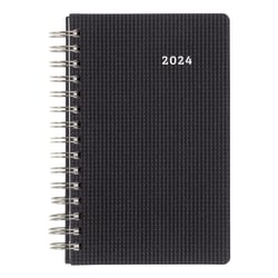 Brownline DuraFlex 12 Months Daily/Monthly Appointment Planner, 8" x 5", 50% Recycled, Black, January to December, 2024, CB634V.BLK