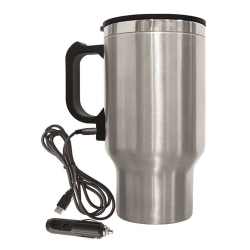 Brentwood 16 Oz Electric Coffee Mug With Wire Car Plug, Silver