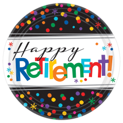 Amscan Happy Retirement Dessert Paper Plates, 7", Pack Of 8 Plates
