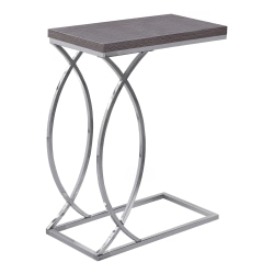 Monarch Specialties Side Accent Table, Rectangular, Gray/Chrome