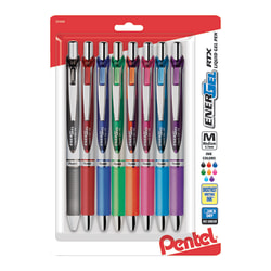 Pentel® EnerGel RTX Pens, 0.7 mm, Medium Point, Assorted Ink Colors, Pack Of 8