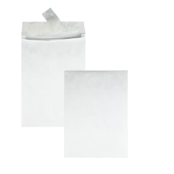 Quality Park® Tyvek® Expansion 10" x 13" x 1 1/2" Envelopes, 14 Lb, Self-Adhesive Closure, White, Carton Of 100