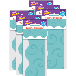 Trend Terrific Trimmers Packs, 39’ x 2-1/4", Teal Swirls, Set Of 6 Packs